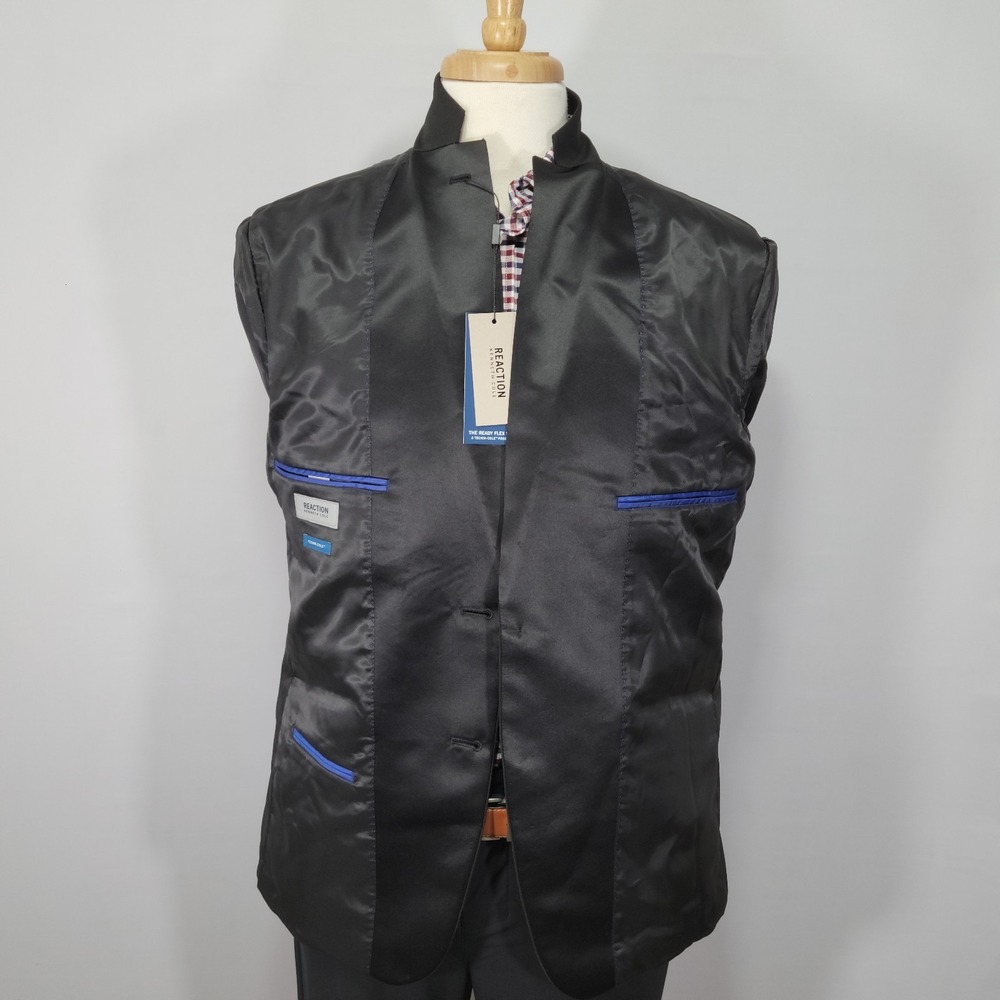 Kenneth Cole Reaction Men's Sport Coat Blazer‎ Two Button Black Stretch 40L NEW - Picture 11 of 13